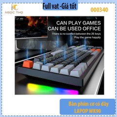 Bàn phím cơ có dây LAPOP WK90 – 104 phím, Brown Switch, 17 hiệu ứng RGB, Nút xoay âm lượng – Chính hãng – Full VAT