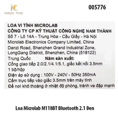 Loa Microlab M118BT Bluetooth 2.1 – công suất 40W – âm trầm mạnh mẽ – chính hãng – full VAT