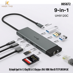Bộ chuyển đổi USB-C 9 in 1 TP-Link UH9120C – Hub đa năng (HDMI 4K@60Hz / RJ45 / 3 USB 3.0 / 2 Type-C / SD / TF)