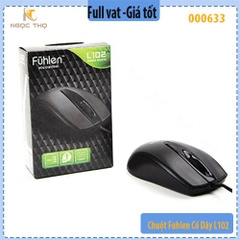 Chuột Fuhlen L102 (có dây, USB) – 1000 DPI, 3 triệu click, thiết kế ergonomic – Chính hãng – Full VAT