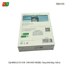 Dây HDMI 2.0 (19+1) 4K 1.5M V-H301 Veggieg – Truyền Tín Hiệu Siêu Nét – Hàng Chính Hãng – Full VAT
