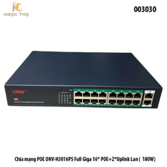 Chia mạng POE ONV-H3016PS 16 cổng Gigabit POE + 2 uplink (180W) | Switch POE ONV-H3016PS chính hãng giá rẻ