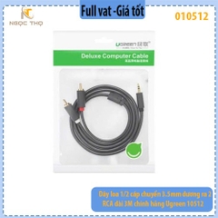 Dây Loa 1/2 Cáp Chuyển 3.5mm Dương Ra 2 RCA Dài 3M – Ugreen 10512 – Hàng Chính Hãng – Full VAT