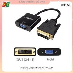 Dây DVI 24+1 sang VGA VEGGIEG VZ619 chính hãng , cáp chuyển DVI to VGA - full vat