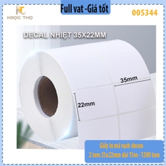 Giấy in mã vạch decan 2 tem 35x22mm dài 15m - 1200 tem (Tem siêu thị, decal nhiệt)