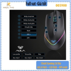 Chuột Gaming Có Dây AULA F805 – LED RGB – DPI 6400 – 7 Nút Macro – Hàng Chính Hãng – Full VAT – BH 24T
