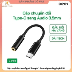 Dây chuyển âm thanh Type C dương to 3.5mm adapter - Veggieg V-S103 - FULL Vat