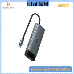 Bộ chuyển Type-C 5-in-1 TP-LINK UH5020C – HDMI 4K@60Hz | PD 100W | 2×USB-A 3.0 | USB-C 3.0 – Hàng chính hãng – Full VAT