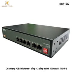 Switch PoE SinicHome SN-5104P-E – Chia mạng poe - 4 cổng PoE + 2 uplink | 10/100Mbps – Chính hãng – Full VAT