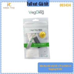 Đầu đọc thẻ SD + TF ra USB 2.0 Veggieg VC202 – Hàng chính hãng – Full VAT