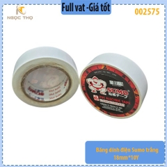Băng dính điện Sumo trắng 18mm x 10Y – Chống cháy lan cấp A – Hàng chính hiệu – Full VAT