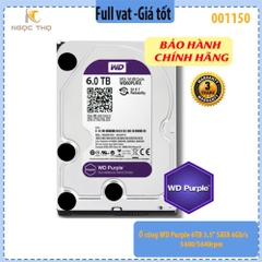 Ổ cứng WD Purple 6TB 3.5" SATA 6Gb/s – 5400/5640rpm – Cache 256MB – Chính hãng | Full VAT
