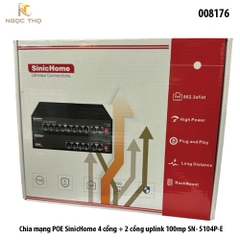 Switch PoE SinicHome SN-5104P-E – Chia mạng poe - 4 cổng PoE + 2 uplink | 10/100Mbps – Chính hãng – Full VAT
