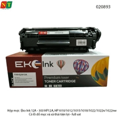 Hộp mực Eco Ink 12A (Q2612A) / Canon CRG303 – 1010 / 1012 / 1015 / 1018 / 1020 / 1022  Có lỗ đổ mực & xả thải – Full VAT