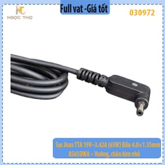Sạc Asus TTA 19V–3.42A (65W) – Đầu 4.0×1.35mm – AS65DWA – Vuông, chân kim nhỏ – Hàng chính hiệu – Full VAT