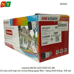 Camera HIKVISION DS-2CE17D0T-LTS 2MP – Có màu – Mic & loa – Hồng ngoại 40m – Chính hãng – Full VAT