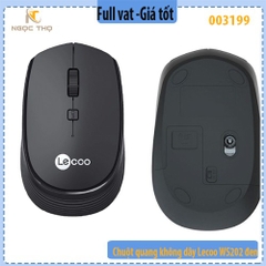 Chuột quang không dây Lecoo WS202 Đen – 800/1000/1200 DPI – Nhỏ gọn – Hàng chính hãng – Full VAT