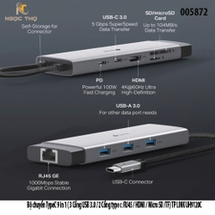 Bộ chuyển đổi USB-C 9 in 1 TP-Link UH9120C – Hub đa năng (HDMI 4K@60Hz / RJ45 / 3 USB 3.0 / 2 Type-C / SD / TF)
