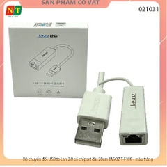 Bộ chuyển đổi USB to Lan 2.0 có chipset dài 20cm JASOZ T-F108 - màu trắng - chính hãng - full vat