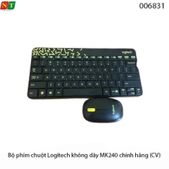Bộ Phím Chuột Logitech MK240 Không Dây – Đen lục nhạt - Thiết Kế Nhỏ Gọn – Chính Hãng – Full VAT