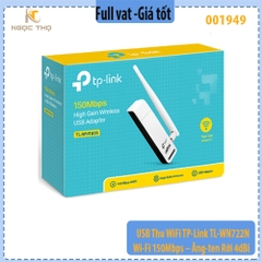 USB Thu WiFi TP-Link TL- WN722N – Wi-Fi 150Mbps – Ăng-ten Rời 4dBi – Hàng Chính Hãng – Full VAT – Bảo Hành 24 Tháng