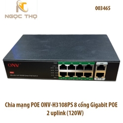 Chia mạng PoE ONV H3108PS – Switch Poe 8 PoE Gigabit + 2 Uplink Gigabit - 120W - Vỏ kim loại – Chính hãng – Full VAT