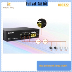 Chia (Switch) PoE Tenda S106PC – 6 cổng 10/100Mbps (4 PoE + 2 Uplink) – PoE 55W – Hàng chính hãng – Full VAT