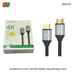 Dây HDMI 2.0 (19+1) 4K 1.5M V-H301 Veggieg – Truyền Tín Hiệu Siêu Nét – Hàng Chính Hãng – Full VAT
