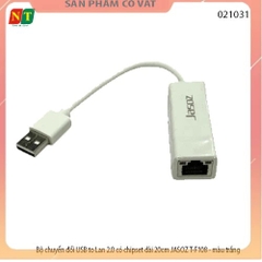 Bộ chuyển đổi USB to Lan 2.0 có chipset dài 20cm JASOZ T-F108 - màu trắng - chính hãng - full vat