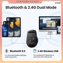Chuột không dây Ugreen 15508 Black(Bluetooth + Wireless 2.4GHz) liệu nhựa ABS, màu xám Ugreen 15508-Hàng chính hãng - FV