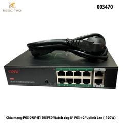 Switch PoE ONV-H1108PLS – Bộ Chia Mạng 8 Cổng 10/100Mbps – Chuẩn IEEE 802.3af/at – Vỏ Thép – Hàng Chính Hãng