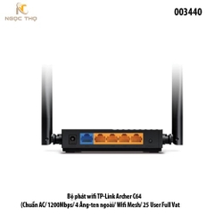 Bộ phát Wi-Fi TP-Link Archer C64 – Router Gigabit AC1200, MU-MIMO, EasyMesh, 4 Ăng-ten ngoài – Chính hãng Full VAT