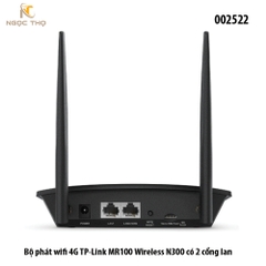 Bộ Phát WiFi 4G LTE TP-Link TL-MR100 – Router WiFi 300Mbps – Khe Cắm SIM 3G/4G – 2 Ăng-ten Ngoài – Hỗ Trợ 32 Thiết Bị