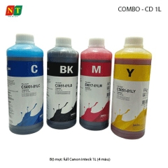 Bộ mực full inteck 1L dùng cho máy in Canon / Brother (4 màu: C/M/Y/BK) - Hàng chính hiệu inteck – Full VAT