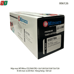 Hộp mực Mitsuco CE278A (78A) – tương thích CRG-126/128/326/328/726/728 –  Có lỗ đổ mực - chính hiệu - full vat