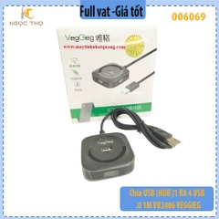 Bộ Chia USB 2.0 HUB Veggieg VU2406 – 4 Cổng, Dây Dài 1m – Kết Nối Laptop, PC – Hàng Chính Hãng – Full VAT