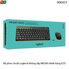 Bộ Phím Chuột Logitech MK240 Không Dây – Đen lục nhạt - Thiết Kế Nhỏ Gọn – Chính Hãng – Full VAT