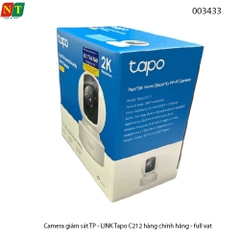 Camera Wi-Fi TP-Link Tapo C212 – 3MP 2K, quay quét 360°, IR 10m, đàm thoại 2 chiều – Chính hãng – Full VAT – BH 24T