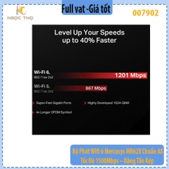 Bộ Phát Wifi 6 Mercusys MR62X – Chuẩn AX – Tốc Độ 1500Mbps – Băng Tần Kép – Hàng Chính Hãng – Full VAT