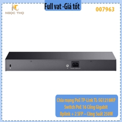 Chia mạng PoE TP-Link TL-SG1218MP – Switch PoE 16 Cổng Gigabit + 2 Uplink + 2 SFP – Công Suất 250W – Chính Hãng