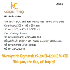 Vỏ Case Xigmatek XS-29 (XS29 EN42010) – Micro-ATX/ITX – Nhỏ gọn, bền đẹp – Chính hãng, Full VAT