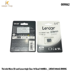 Thẻ nhớ MicroSD Lexar 64GB Class 10 – 100MB/s (LMS0C10064G-BNNNG) – Hàng chính hãng – Full VAT
