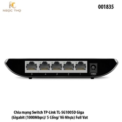 Switch TP-Link SG1005D – Bộ Chia Mạng 5 Cổng Gigabit 10/100/1000Mbps – Vỏ Nhựa – Plug & Play – Chính Hãng – BH 24 Tháng