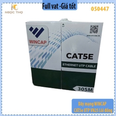 Dây mạng Wincap CAT5e UTP VN25 – Lõi đồng nguyên chất 0.50mm – 305m/cuộn – Full vat ( giá theo cuộn)