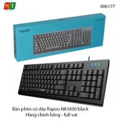 Bàn phím có dây Rapoo NK1800 (Đen) – Khắc laser chống phai – Hàng chính hãng – Full VAT