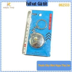 Thước Dây Mini Ngọc Thọ 2m – Bản rộng 6mm, vỏ thép bền – móc khóa tiện mang - full vat