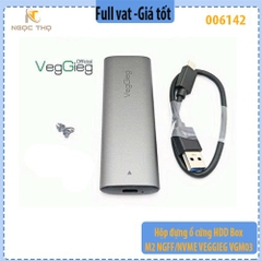 Hộp đựng SSD M.2 NGFF/NVMe VEGGIEG VGM03 – USB 3.1 Gen 2 10Gbps – Vỏ nhôm tản nhiệt – Chính hãng – Full VAT