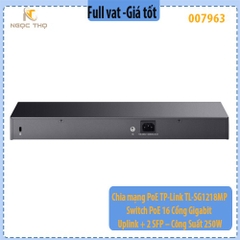 Chia mạng PoE TP-Link TL-SG1218MP – Switch PoE 16 Cổng Gigabit + 2 Uplink + 2 SFP – Công Suất 250W – Chính Hãng