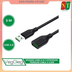 Cáp USB2.0 Nối Dài | Dài 3M VEGGIEG V-U106 Bọc Chống Nhiễu