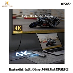 Bộ chuyển đổi USB-C 9 in 1 TP-Link UH9120C – Hub đa năng (HDMI 4K@60Hz / RJ45 / 3 USB 3.0 / 2 Type-C / SD / TF)